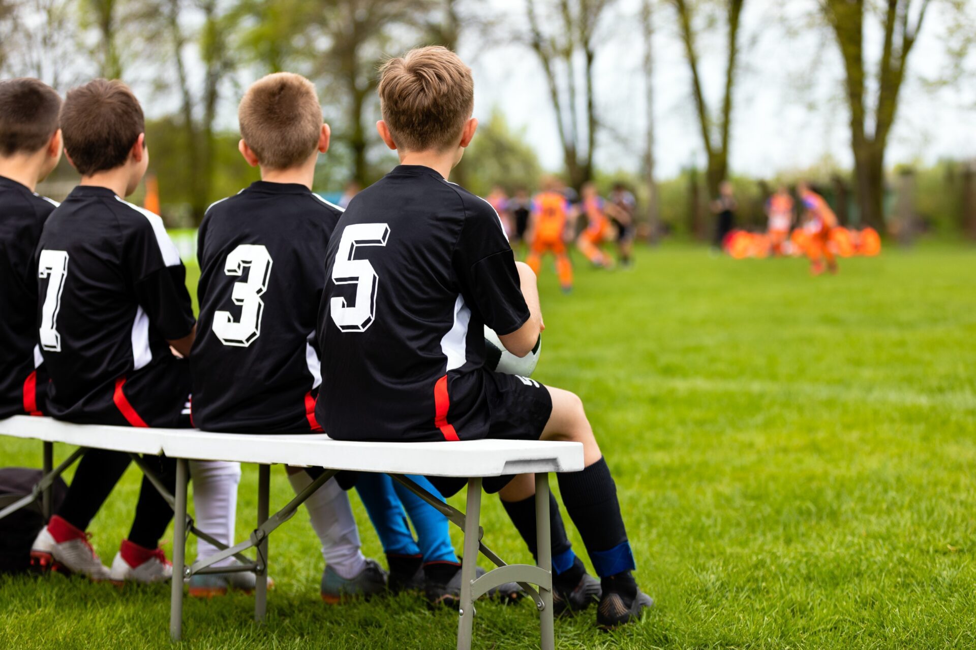 Children Soccer Team on a Bench Pattern palette variation selecting cards sampler